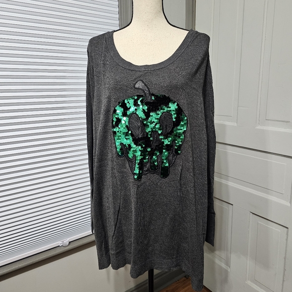 Torrid Disney Villains Poison Apple Sequined Sweater - Picture 2 of 7